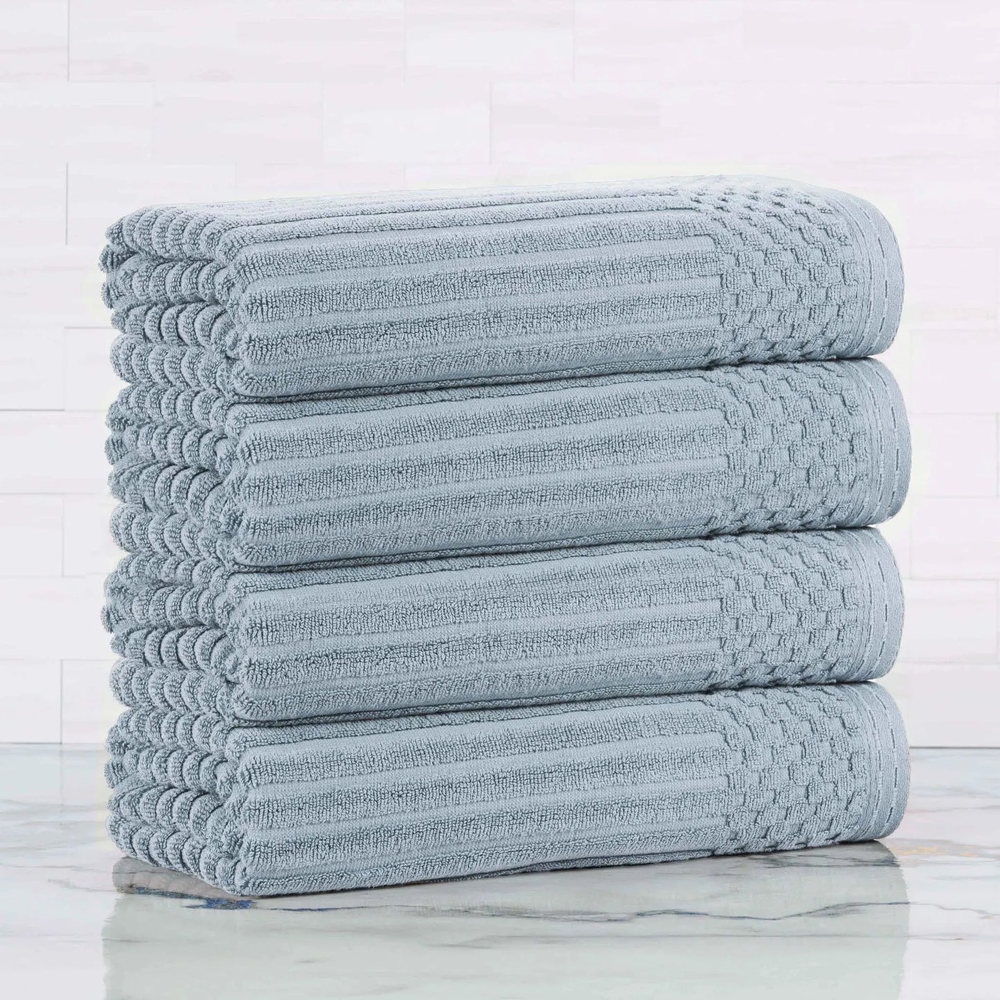 Soho Ribbed Cotton Absorbent Bath Towel Set of 4