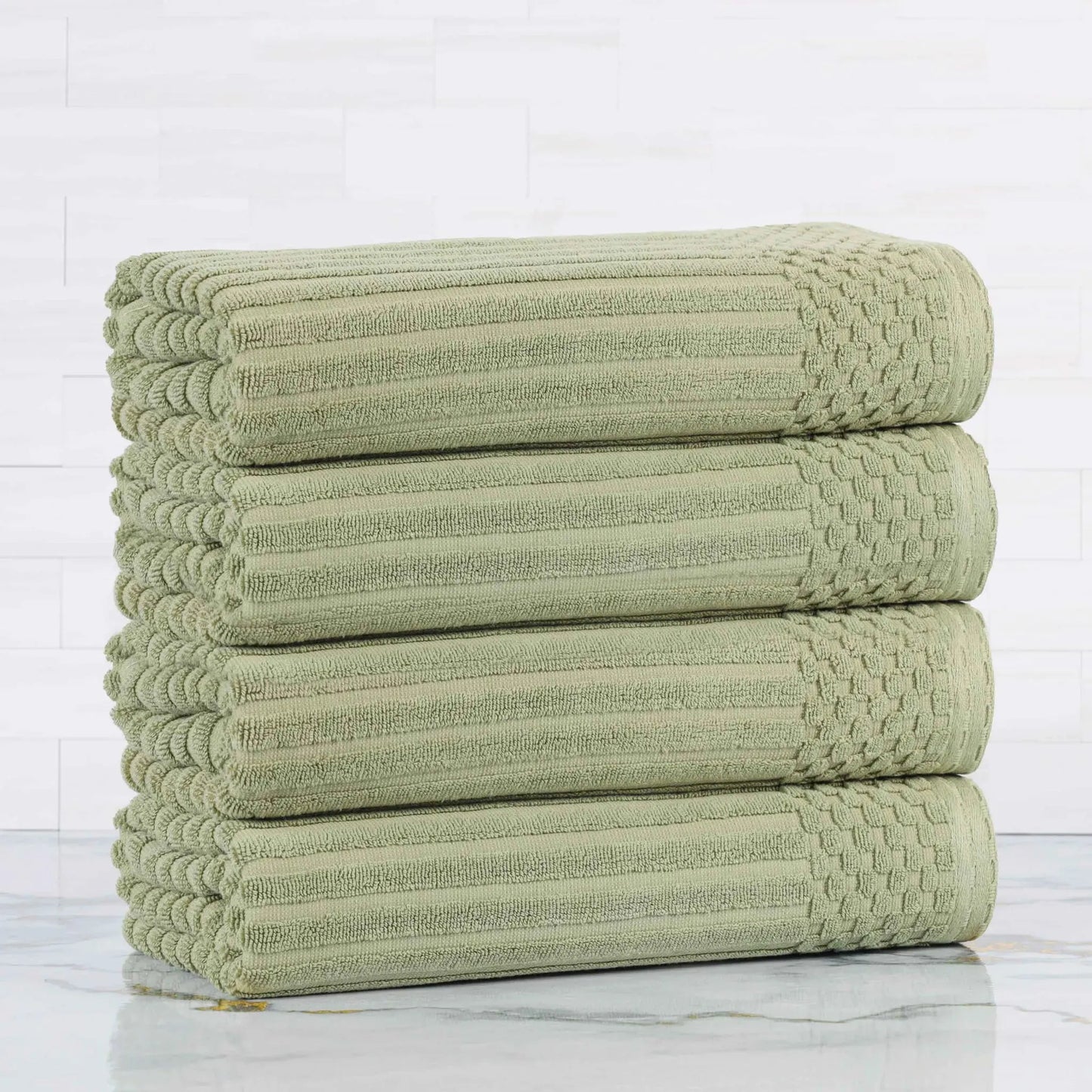 Soho Ribbed Cotton Absorbent Bath Towel Set of 4