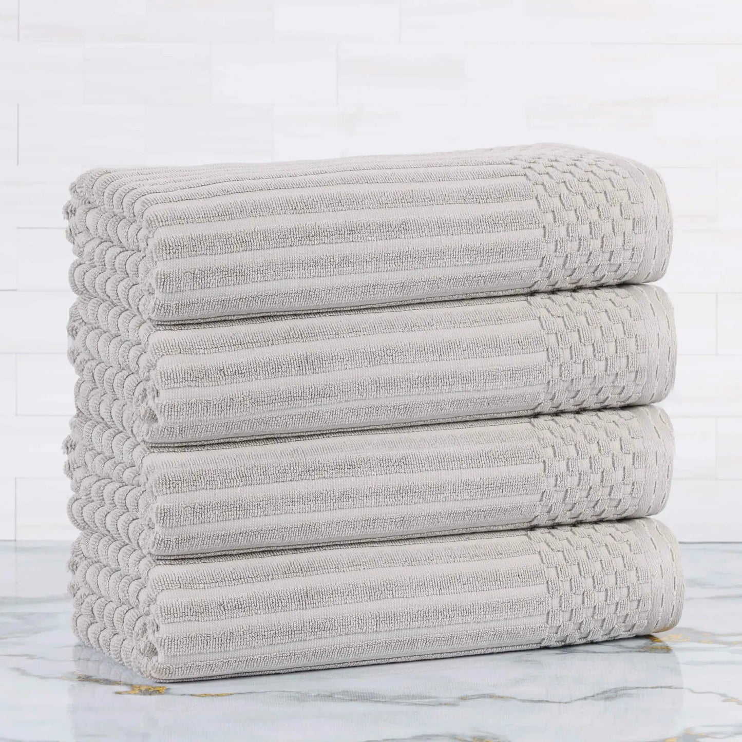 Soho Ribbed Cotton Absorbent Bath Towel Set of 4