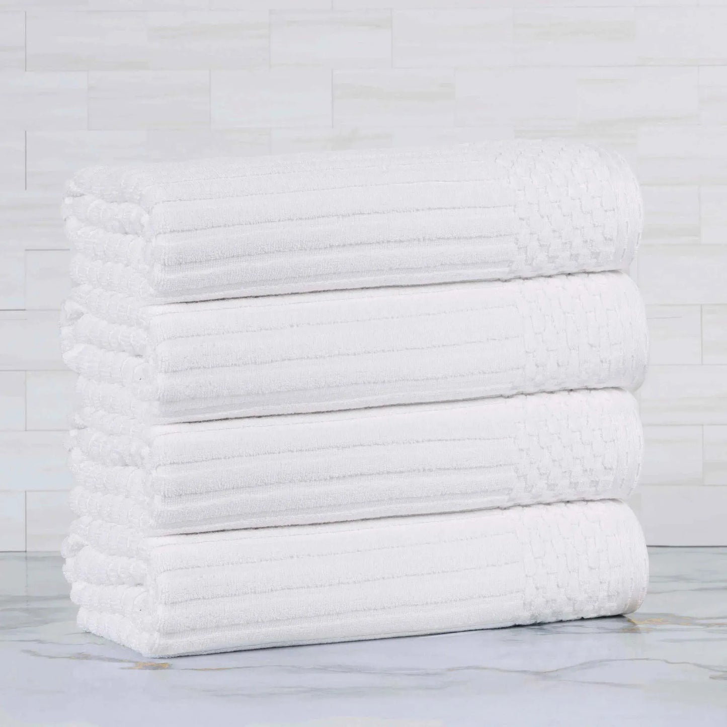 Soho Ribbed Cotton Absorbent Bath Towel Set of 4