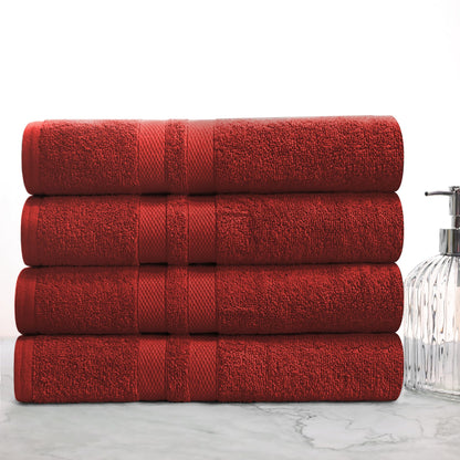 Superior Ultra Soft Cotton Absorbent Solid Bath Towel (Set of 4) -  Maroon