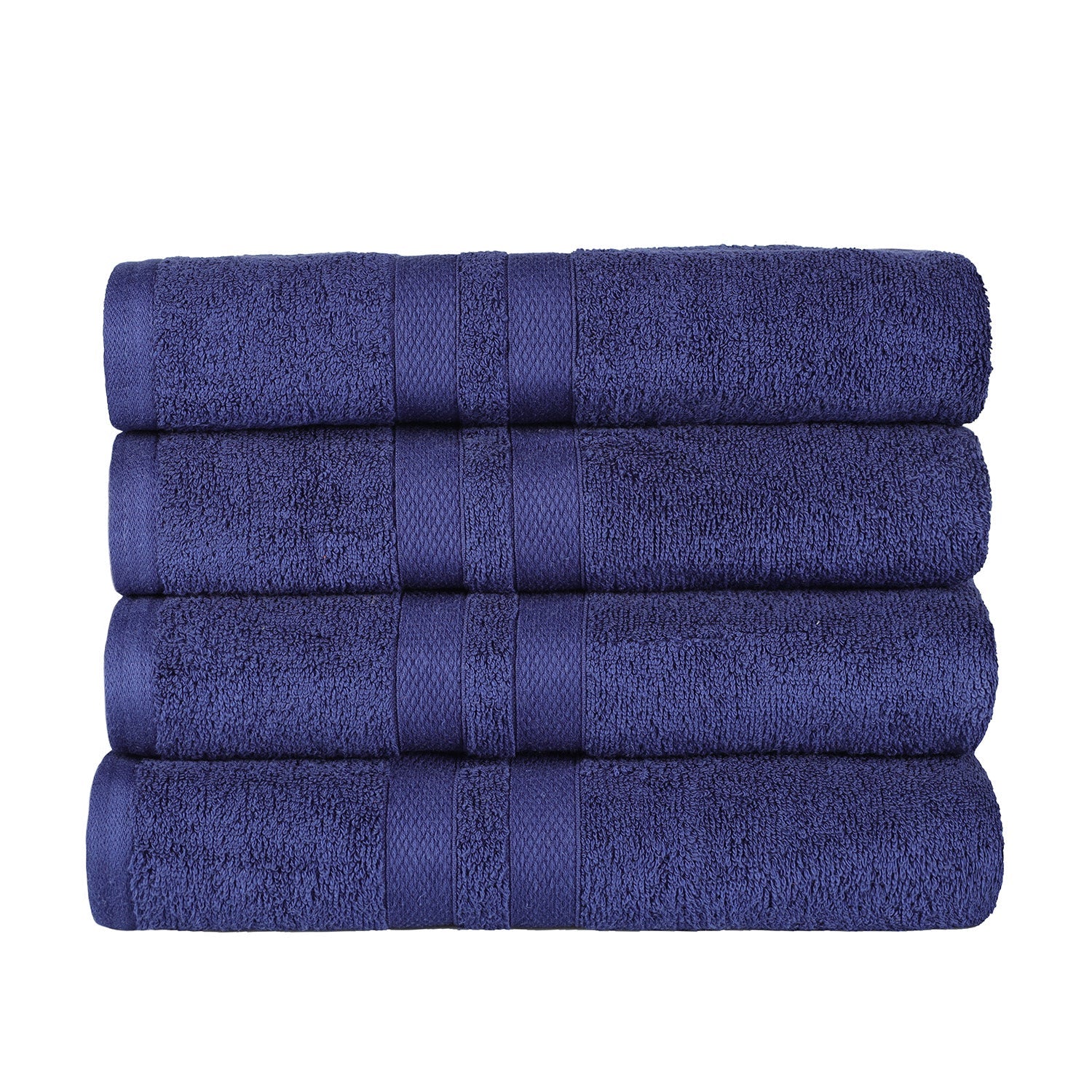 Superior Ultra Soft Cotton Absorbent Solid Bath Towel (Set of 4) - Navy Blue