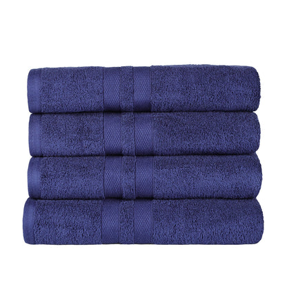 Superior Ultra Soft Cotton Absorbent Solid Bath Towel (Set of 4) - Navy Blue