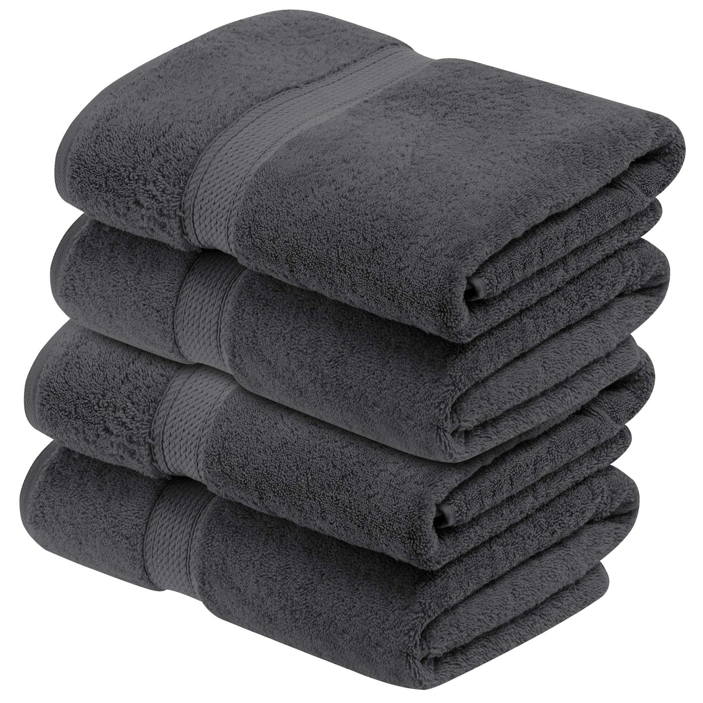 Egyptian Cotton Pile Plush Heavyweight Absorbent Bath Towel (Set of 4) - Charcoal