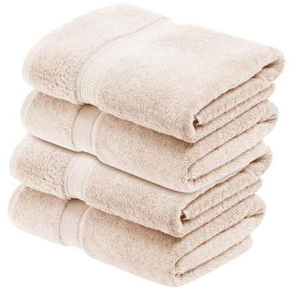 Egyptian Cotton Pile Plush Heavyweight Absorbent Bath Towel (Set of 4) - Cream