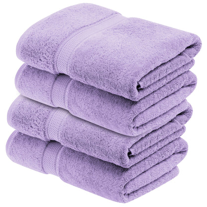 Egyptian Cotton Pile Plush Heavyweight Absorbent Bath Towel (Set of 4) - Purple