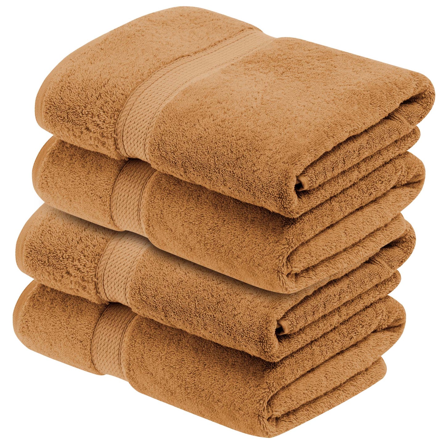 Egyptian Cotton Pile Plush Heavyweight Absorbent Bath Towel (Set of 4) - Rust