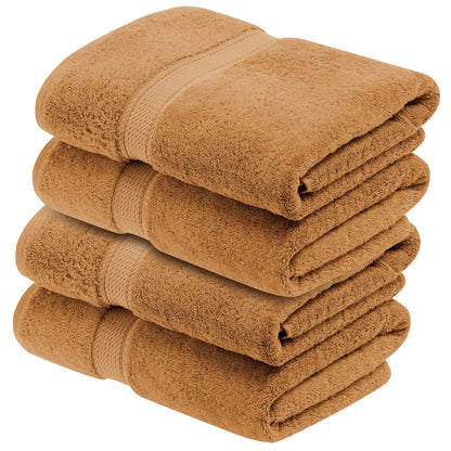 Egyptian Cotton Pile Plush Heavyweight Absorbent Bath Towel (Set of 4) - Rust