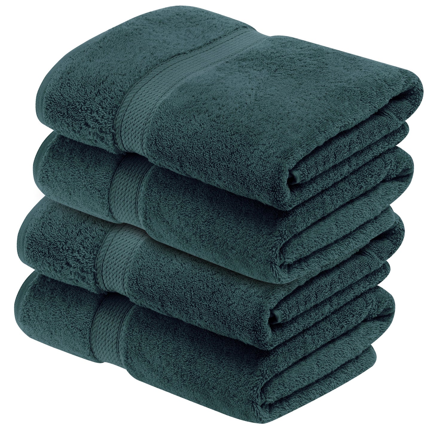 Egyptian Cotton Pile Plush Heavyweight Absorbent Bath Towel (Set of 4) - Teal