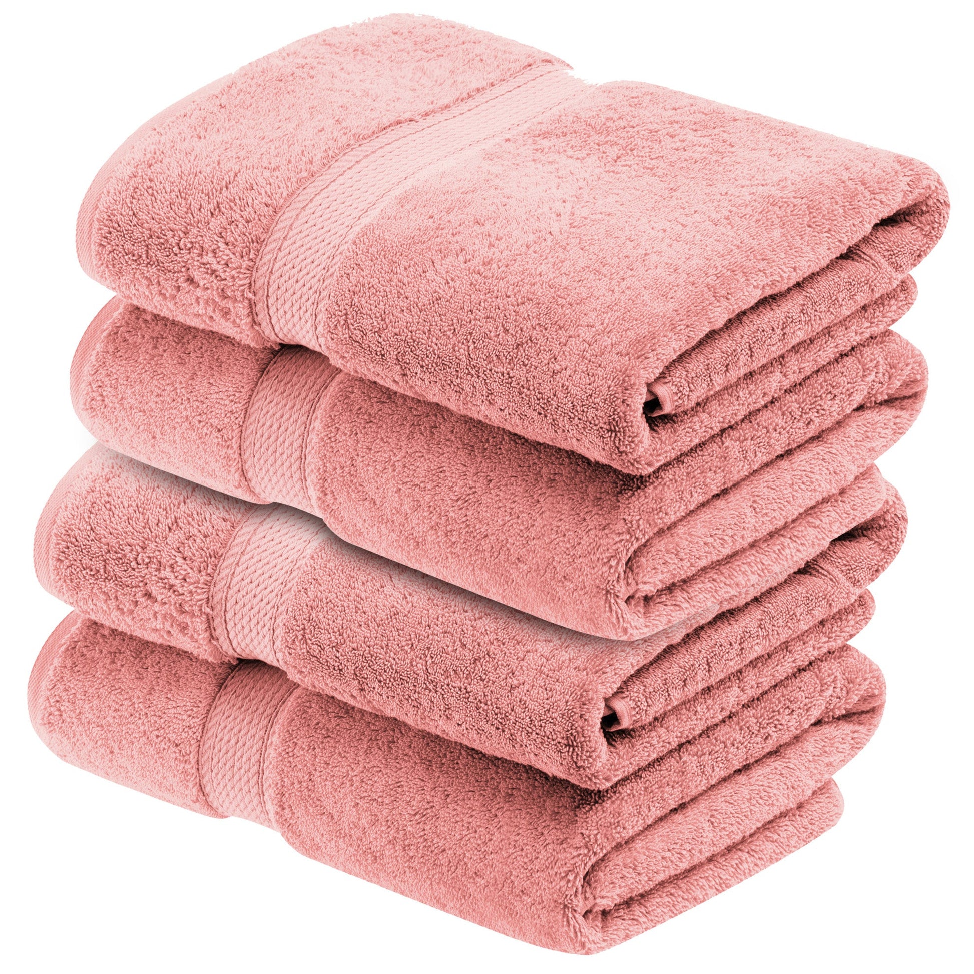 Egyptian Cotton Pile Plush Heavyweight Absorbent Bath Towel (Set of 4) - TeaRose