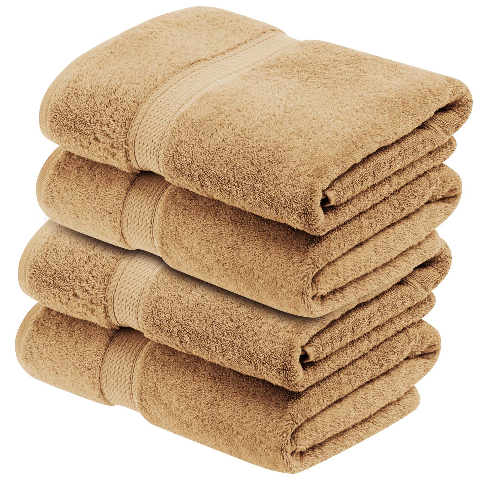 Egyptian Cotton Pile Plush Heavyweight Absorbent Bath Towel (Set of 4) - Toast