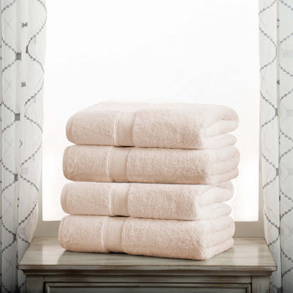 Egyptian Cotton Pile Plush Heavyweight Absorbent Bath Towel (Set of 4) - Cream