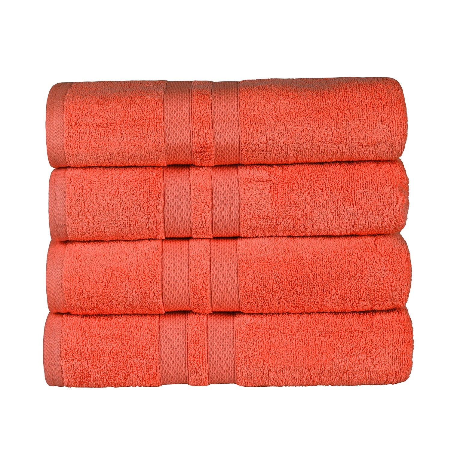 Superior Ultra Soft Cotton Absorbent Solid Bath Towel (Set of 4) - Tangerine