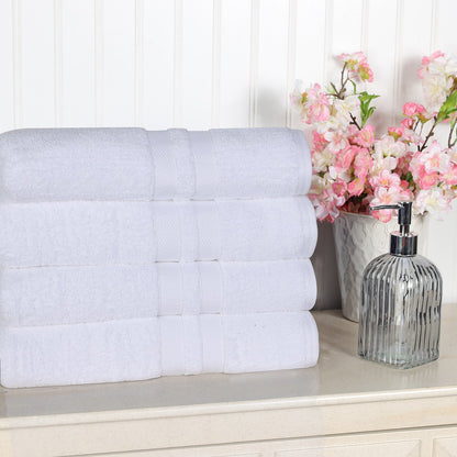 Superior Ultra Soft Cotton Absorbent Solid Bath Towel (Set of 4) - White