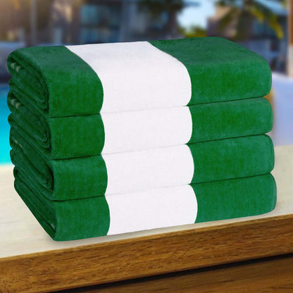 Superior Cabana Stripe Oversized Cotton Beach Towel Set Of 2,4,6 - Green