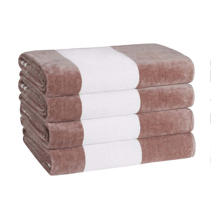 Superior Cabana Stripe Oversized Cotton Beach Towel Set Of 2,4,6 - Taupe