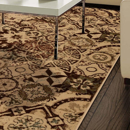 Distressed Floral Medallion Indoor Rug or Runner - Cream