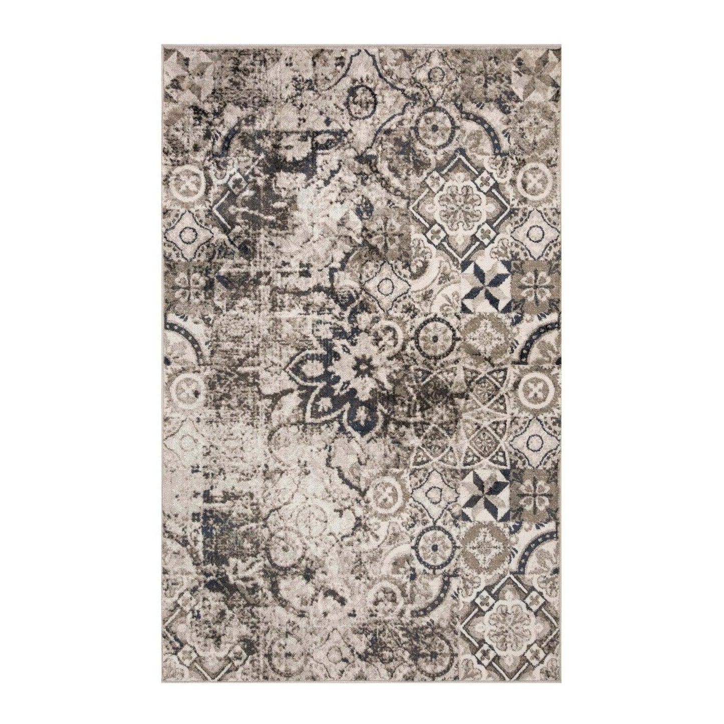 Distressed Floral Medallion Indoor Rug or Runner - Deep Royal