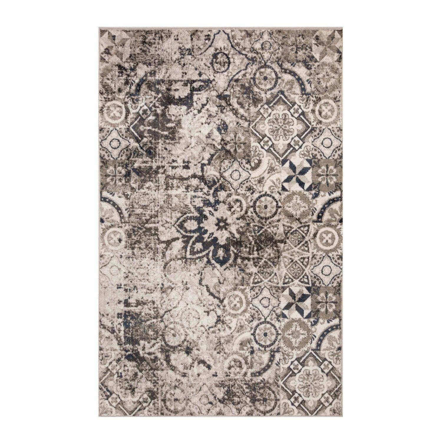 Distressed Floral Medallion Indoor Rug or Runner - Deep Royal