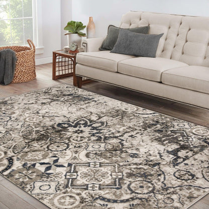 Distressed Floral Medallion Indoor Rug or Runner - Deep Royal