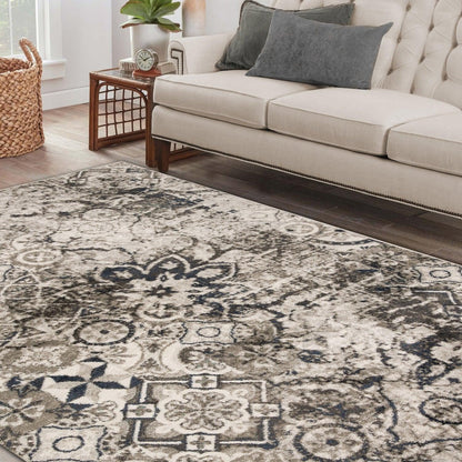Distressed Floral Medallion Indoor Rug or Runner - Deep Royal