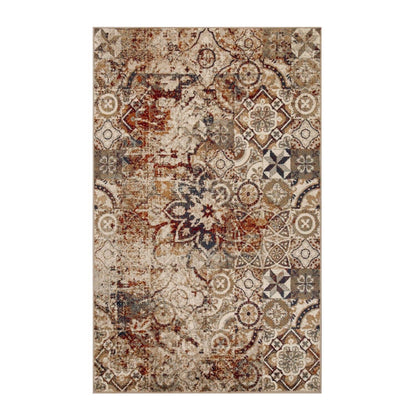 Distressed Floral Medallion Indoor Rug or Runner - Maroon