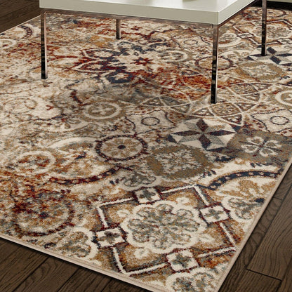 Distressed Floral Medallion Indoor Rug or Runner - Maroon