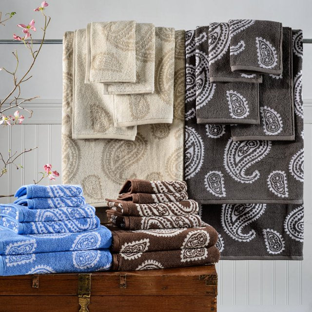 Egyptian Cotton 2 Piece Paisley Bath Towel Set - Blue