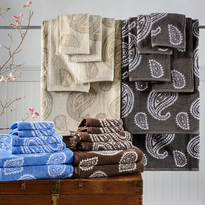 Egyptian Cotton 2 Piece Paisley Bath Towel Set - Blue