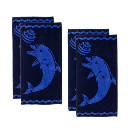 Play Dolphin Oversized Cotton 4 Piece Beach Towel Set