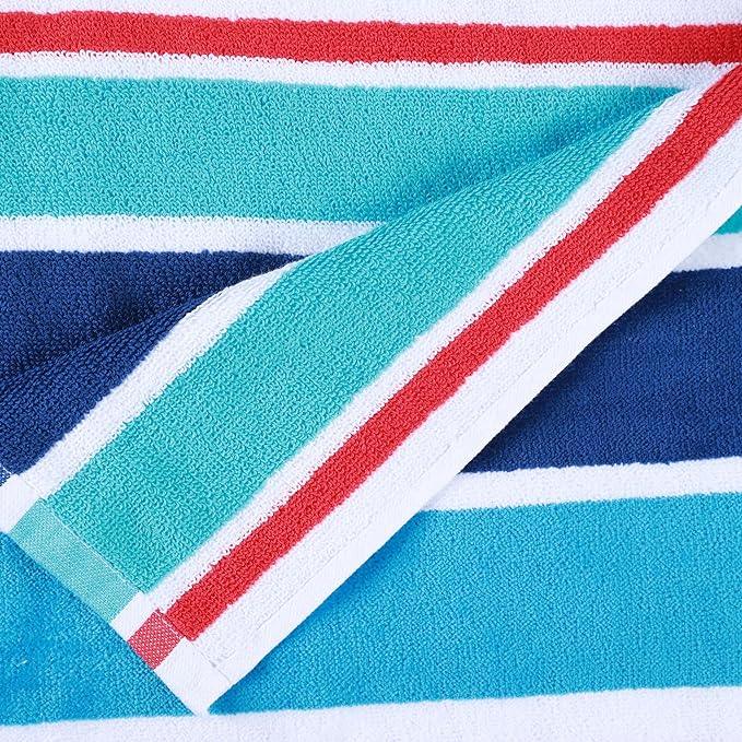 Ocean Stripe Oversized Cotton 2 Piece Beach Towel Set