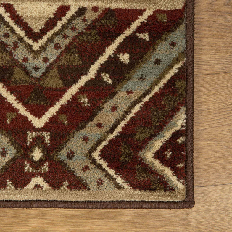 Tampa Southwestern Rustic Medallion Indoor Area Rug or Runner Rug - Maroon