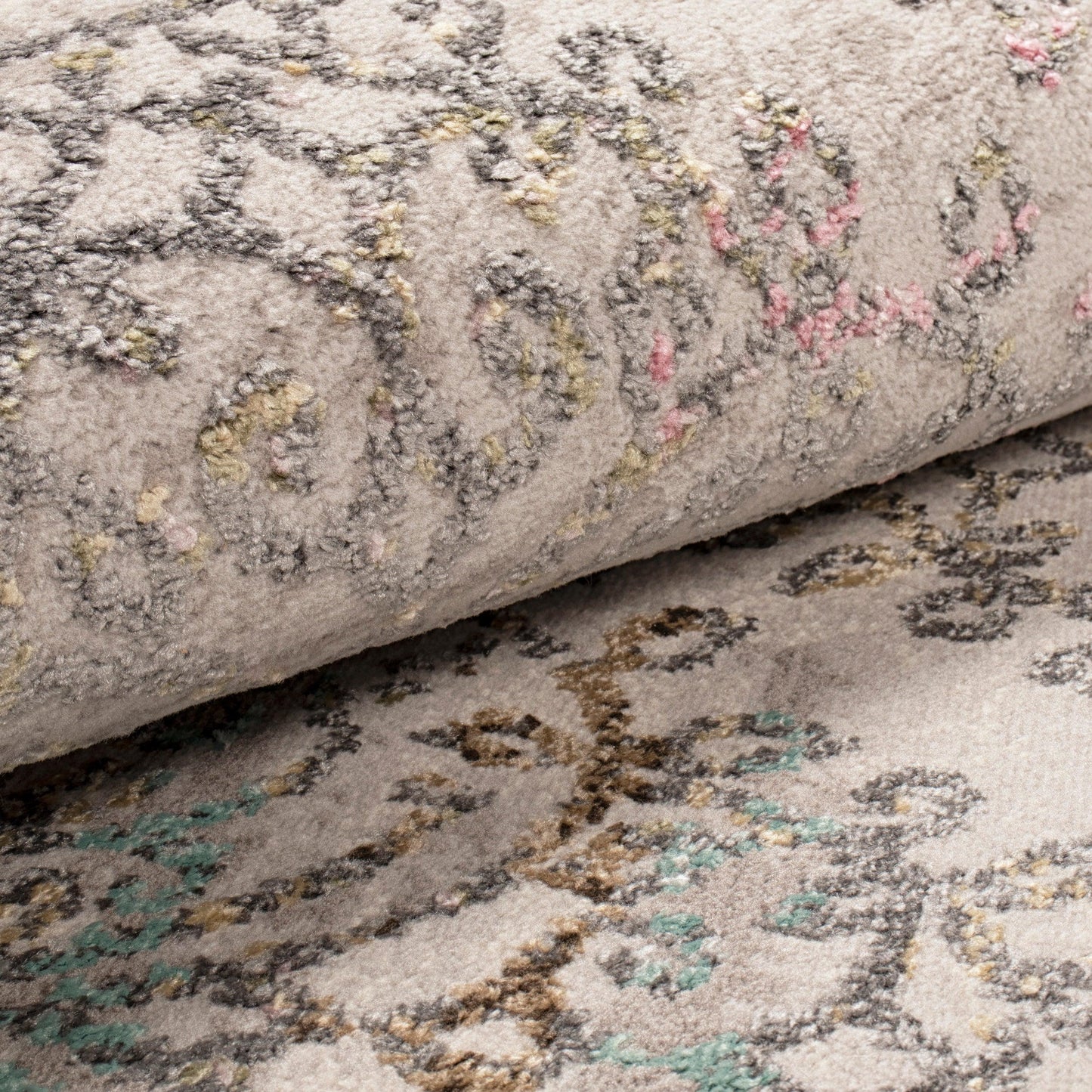 Superior Astrid Floral Filigree Faux Distressed Area or Runner Rug - Grey