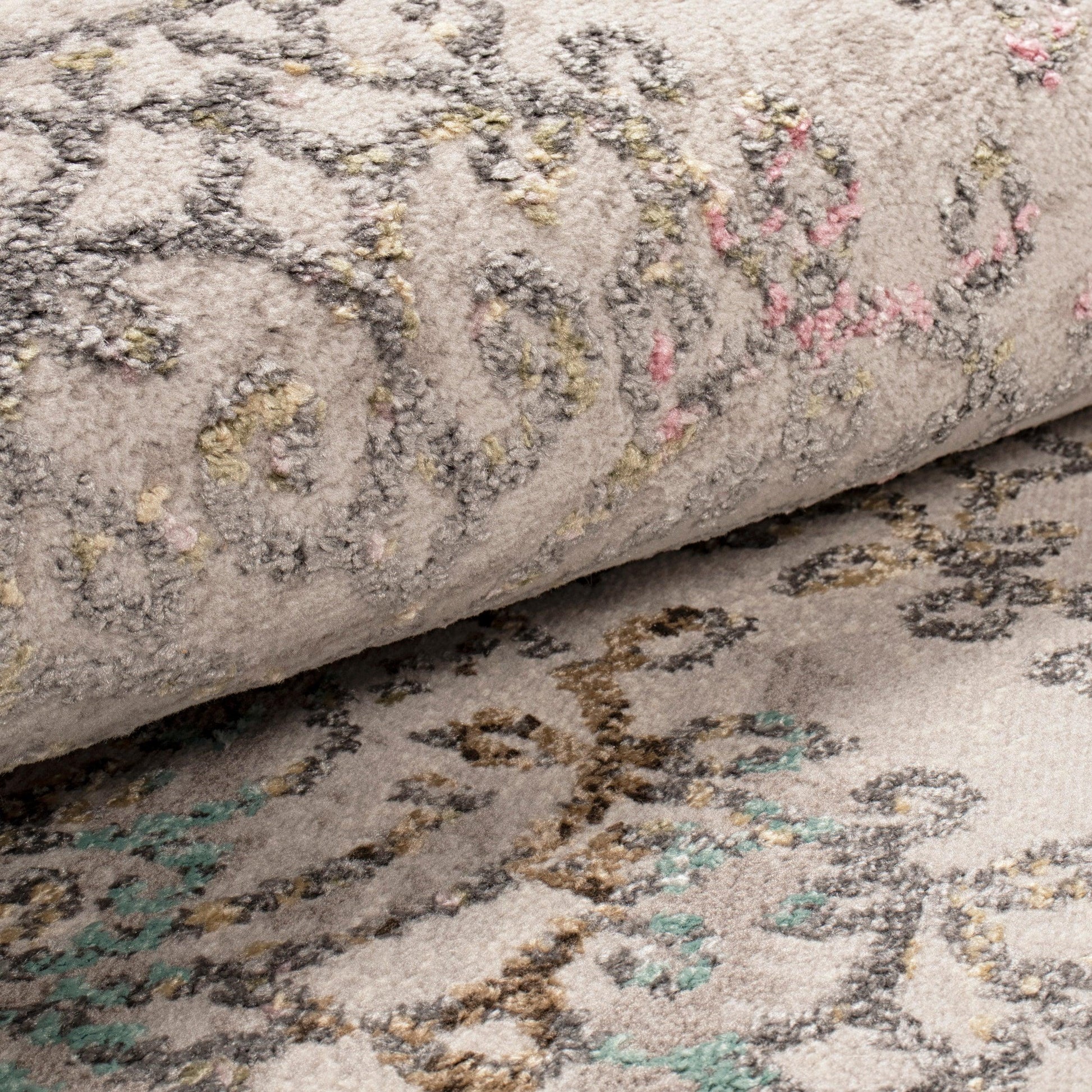 Superior Astrid Floral Filigree Faux Distressed Area or Runner Rug - Grey