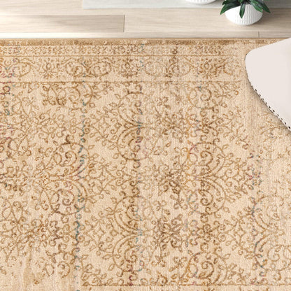 Superior Astrid Floral Filigree Faux Distressed Area or Runner Rug - Ivory