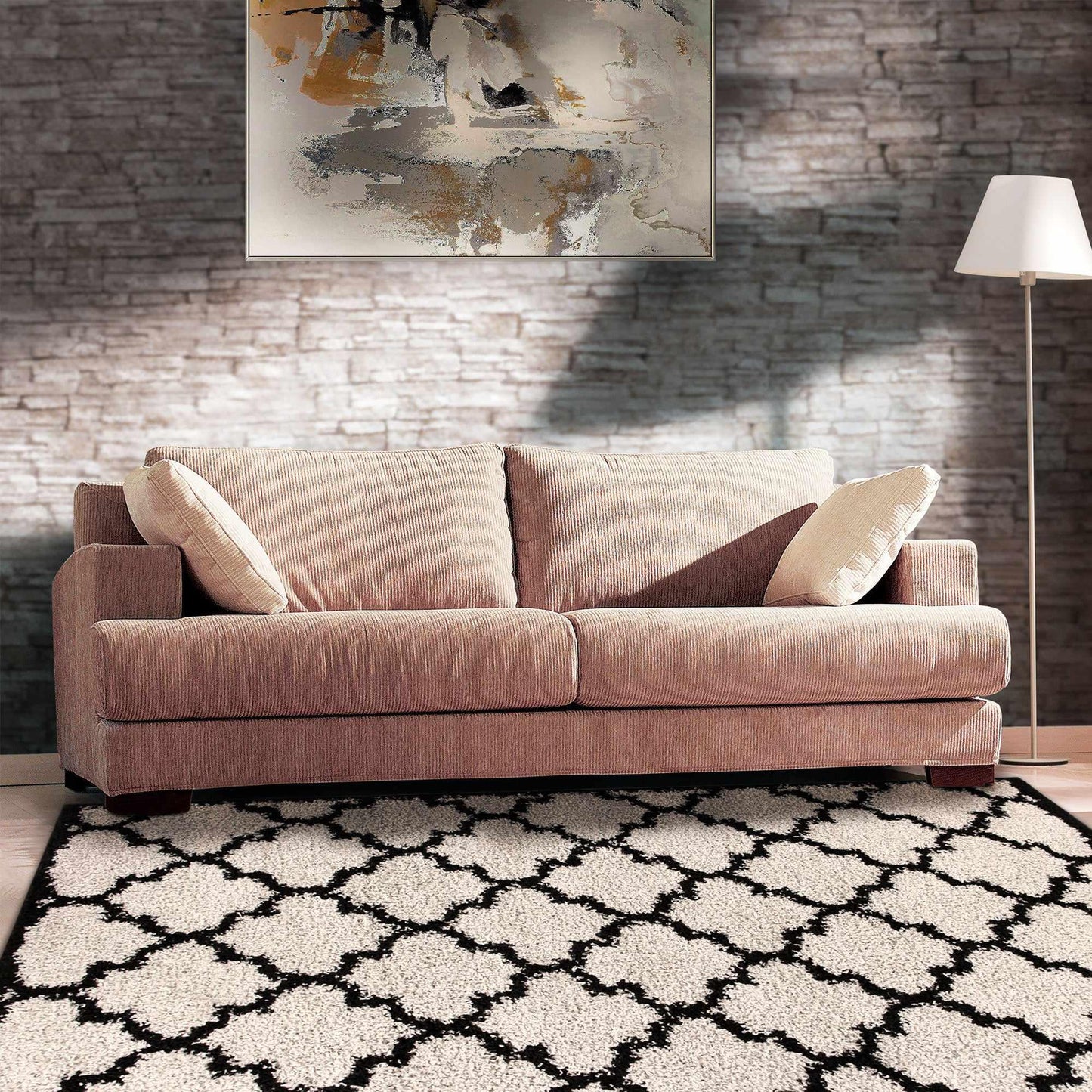 Superior Bengali Modern Geometric Lattice Trellis Indoor Shag Area Rug - Charcoal