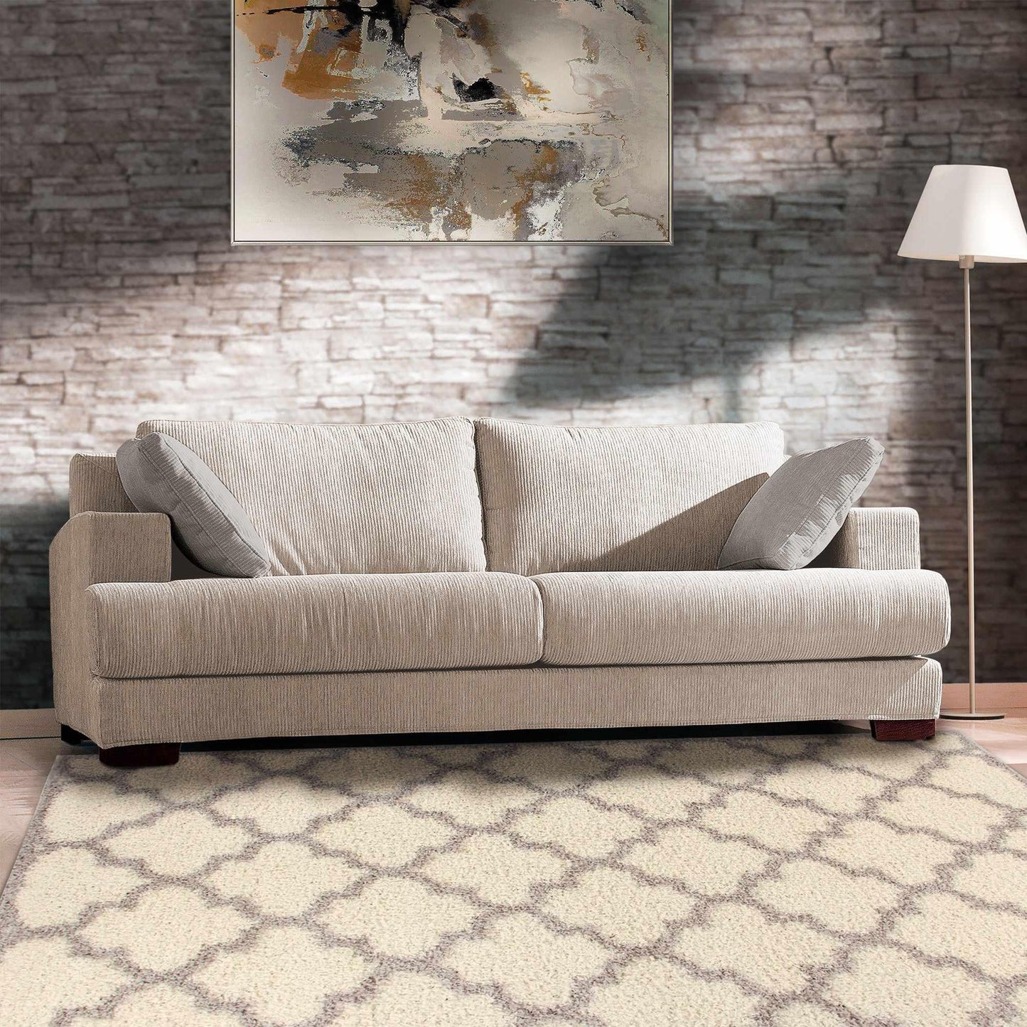 Superior Bengali Modern Geometric Lattice Trellis Indoor Shag Area Rug - Grey