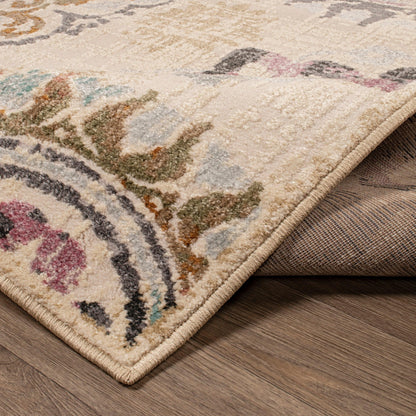 Superior Ceyone Distressed Floral Medallion Area Rug - Ivory