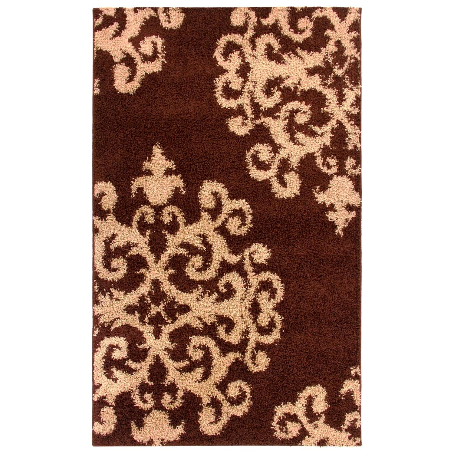 Superior Victorian Glam Floral Medallion Indoor Shag Area Rug - Black Gold