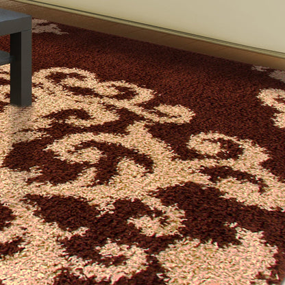  Superior Victorian Glam Floral Medallion Indoor Shag Area Rug - Black Gold