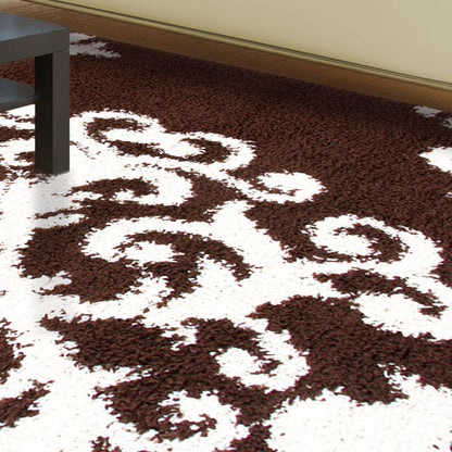  Superior Victorian Glam Floral Medallion Indoor Shag Area Rug - Black White