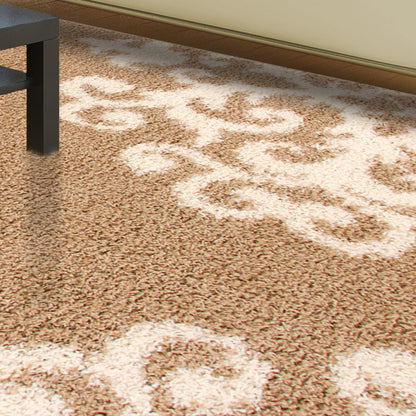  Superior Victorian Glam Floral Medallion Indoor Shag Area Rug - Gold White