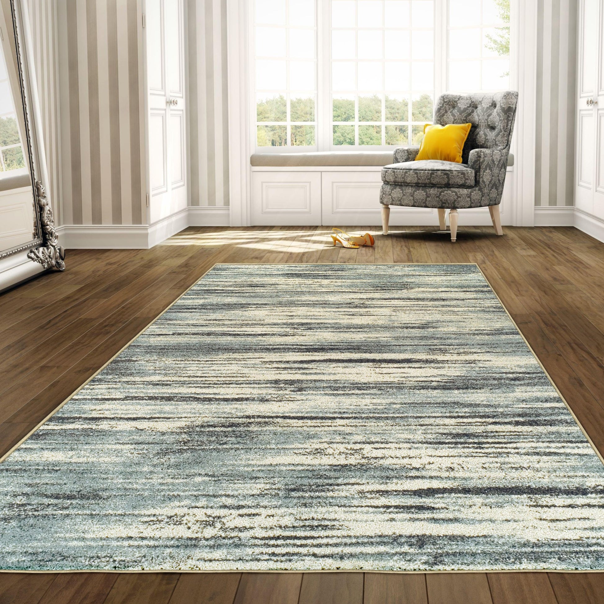 Superior Ashford Modern Abstract Stripe Indoor Area Rug - Blue