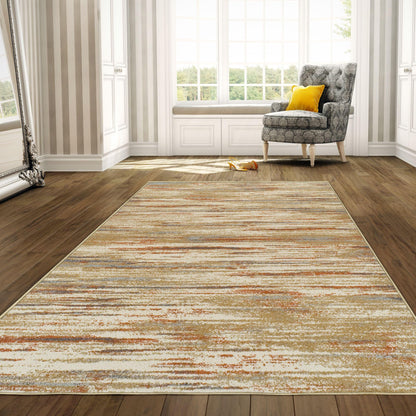  Superior Ashford Modern Abstract Stripe Indoor Area Rug - Rust