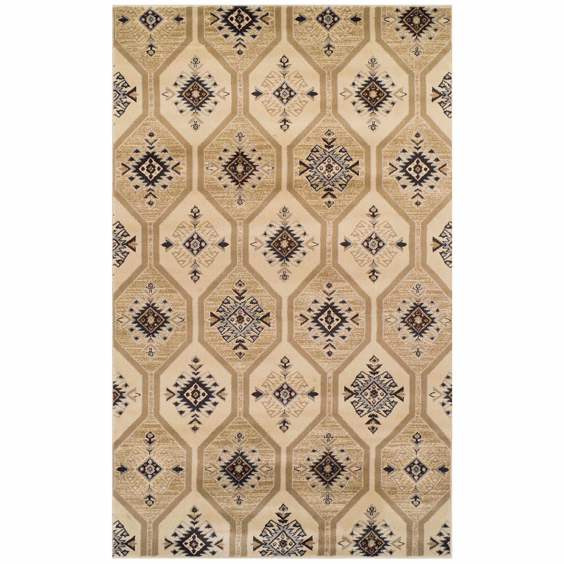 Superior Aurora Hexagon Medallion Geometric Area Rug or Runner - Black