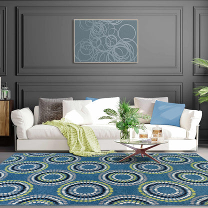Superior Burgess Modern Geometric Circles Indoor Area Rug - Blue