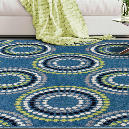 Superior Burgess Modern Geometric Circles Indoor Area Rug - Blue