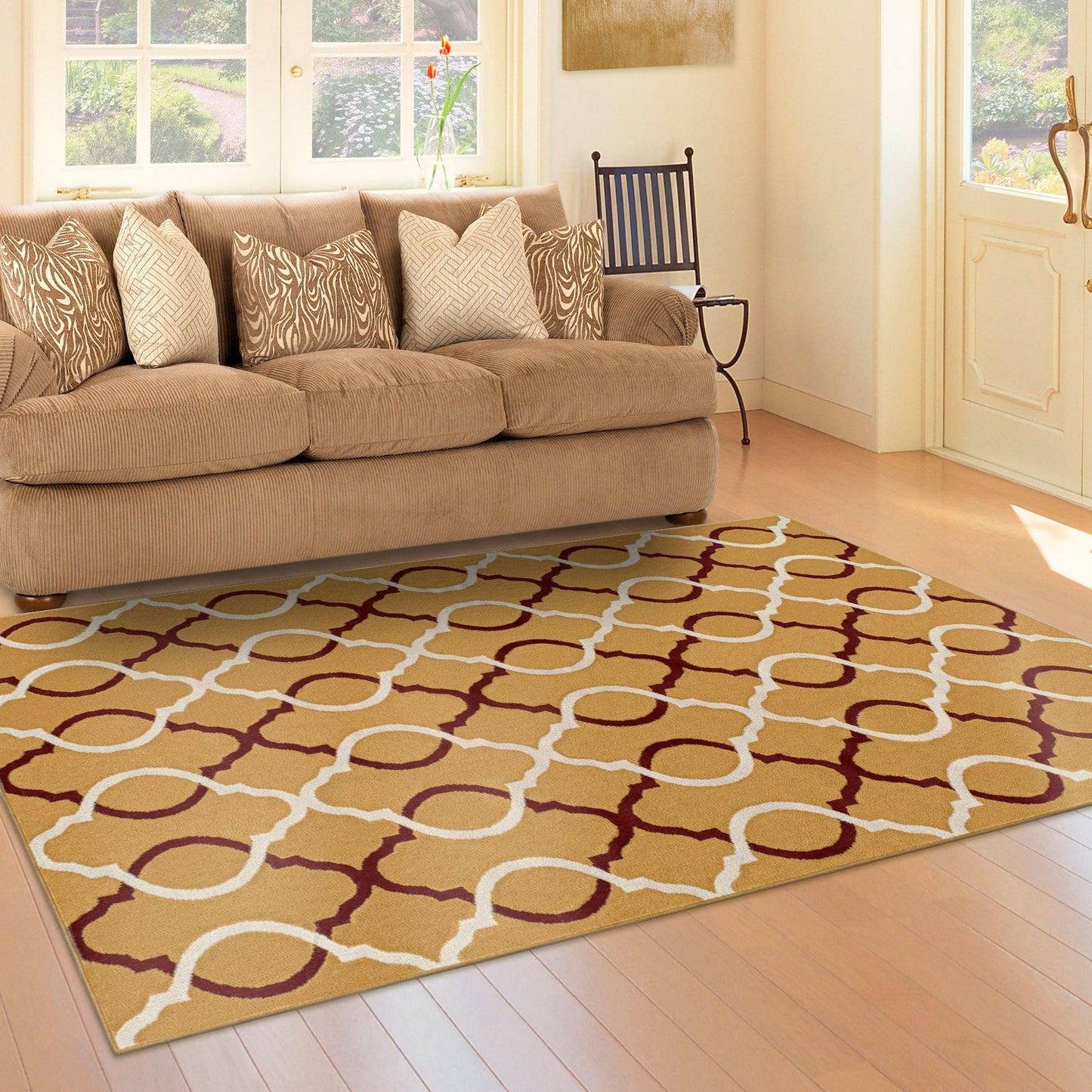 Superior Cadena Moroccan Trellis Contemporary Area Rug - Gold