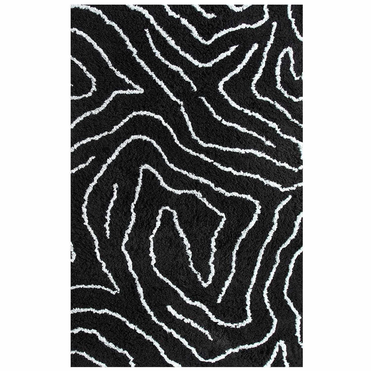 Superior Carleton Modern Handwoven Shag Area Rug - Black/Silver