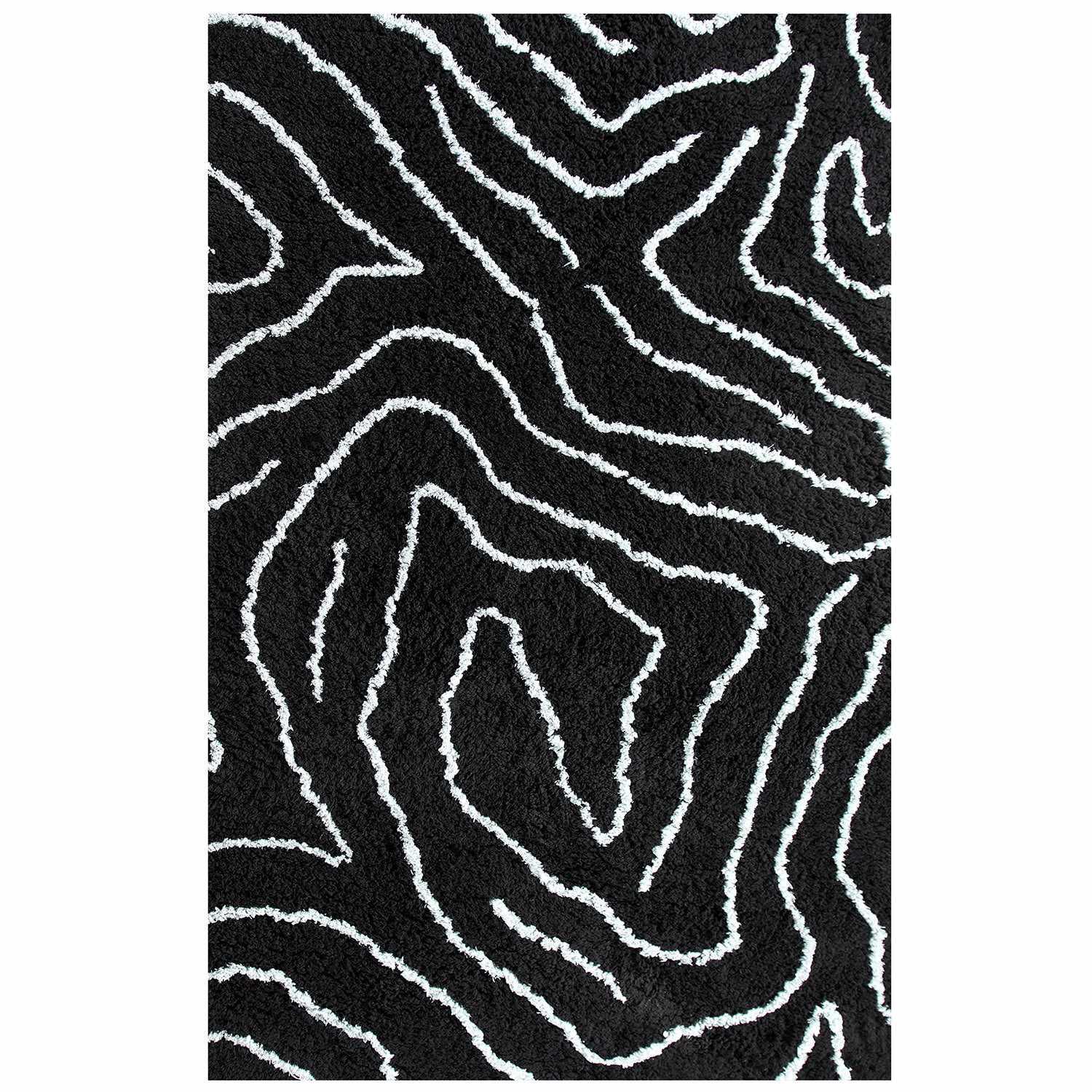 Superior Carleton Modern Handwoven Shag Area Rug - Black/Silver